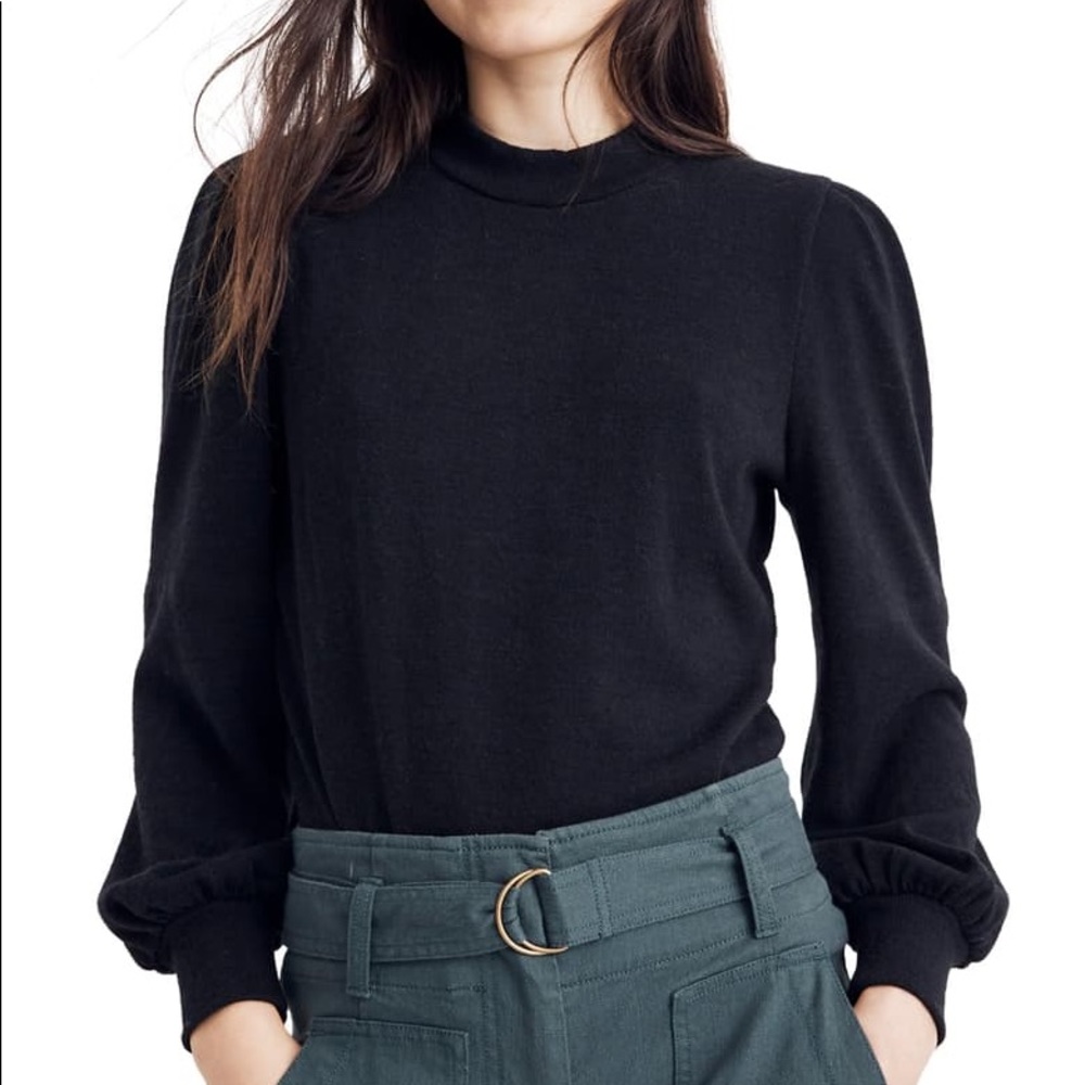 Madewell mock neck puff sleeve sweater